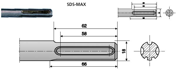 قلم 5 شیار بوش مدل ناخنی خود تیز Sds max bosch